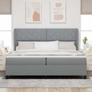 vidaXL Boxrugós ágy fejtámlával Világosszürke 200 x 200 cm szövet
