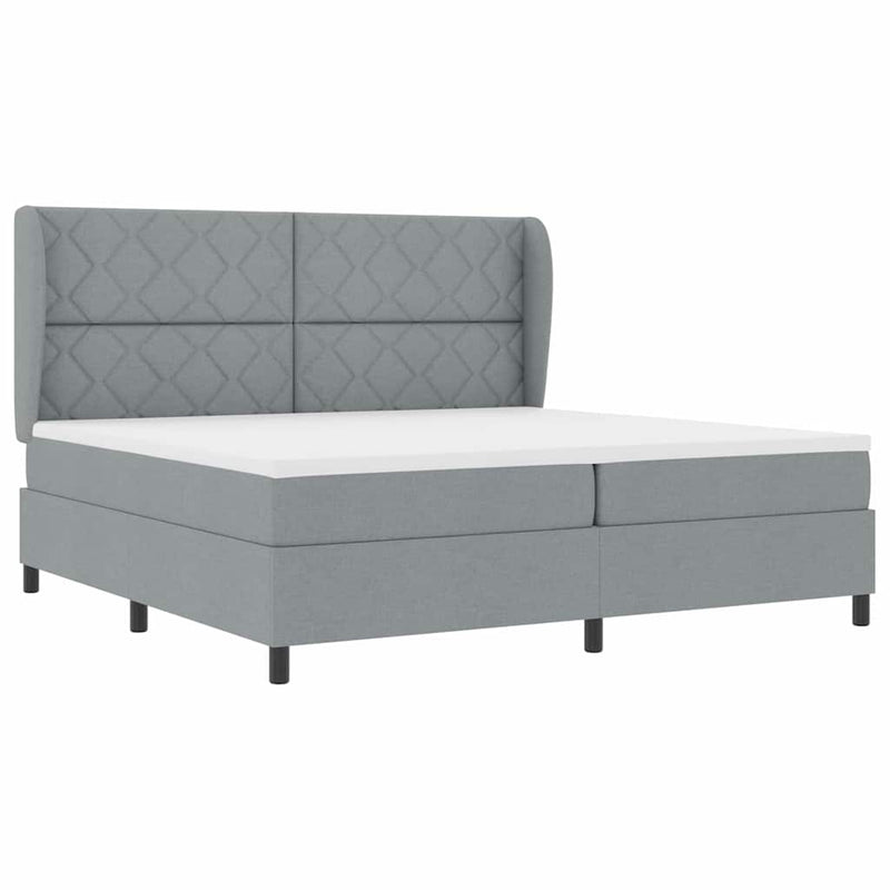 vidaXL Boxrugós ágy matracmal Világosszürke 200 x 200 cm szövet