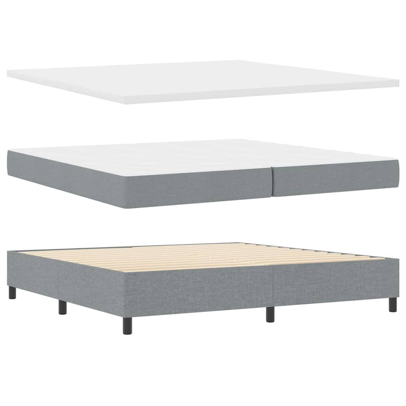 vidaXL Boxrugós ágy matracmal Világosszürke 200 x 200 cm szövet