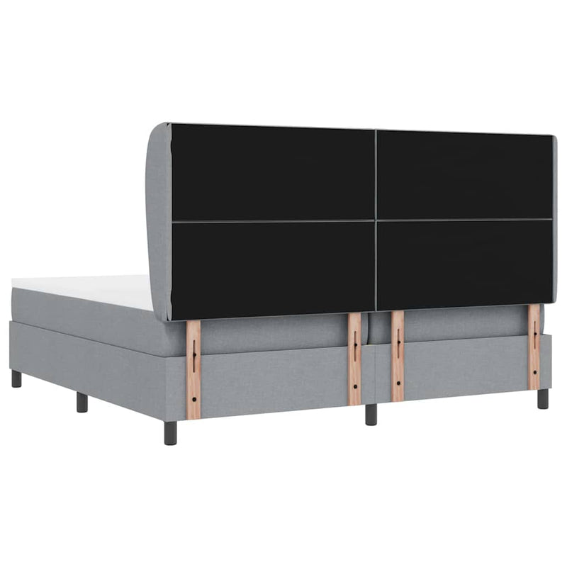 vidaXL Boxrugós ágy matracmal Világosszürke 200 x 200 cm szövet