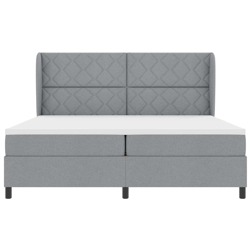 vidaXL Boxrugós ágy matracmal Világosszürke 200 x 200 cm szövet