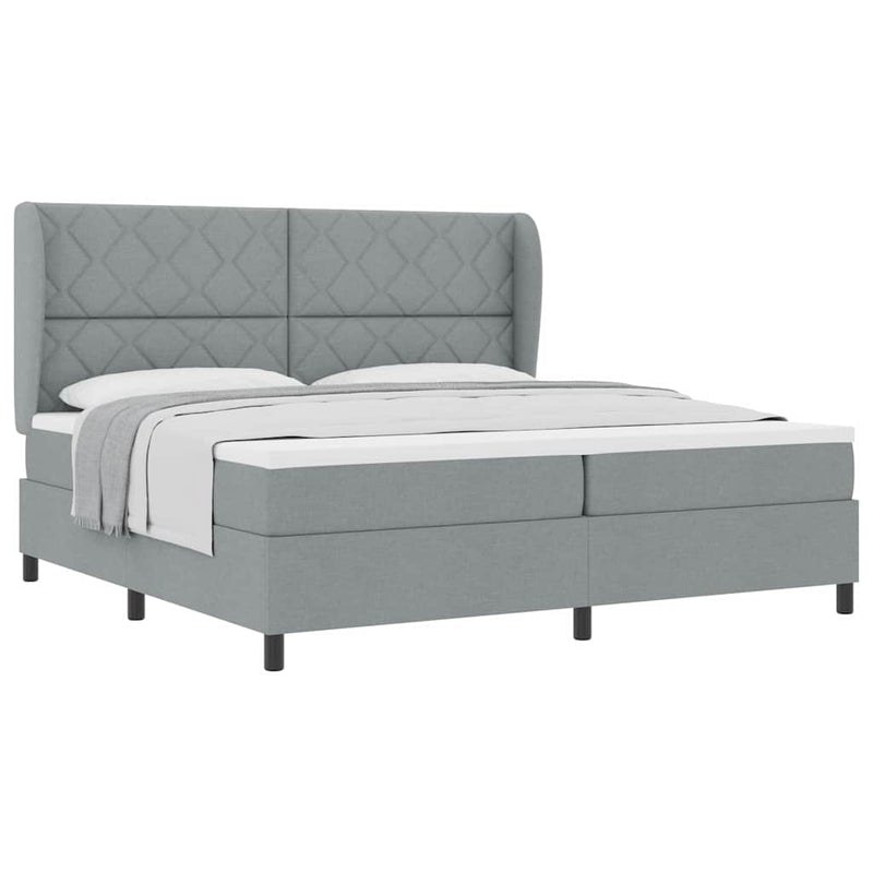 vidaXL Boxrugós ágy matracmal Világosszürke 200 x 200 cm szövet