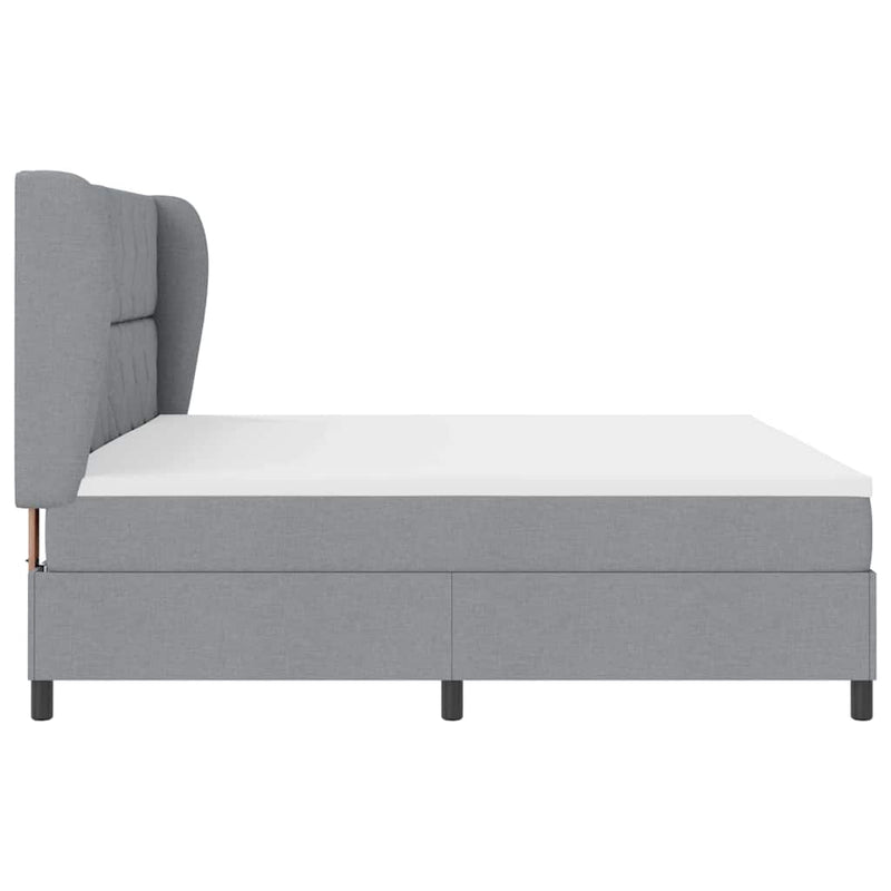 vidaXL Boxrugós ágy matracmal Világosszürke 200 x 200 cm szövet