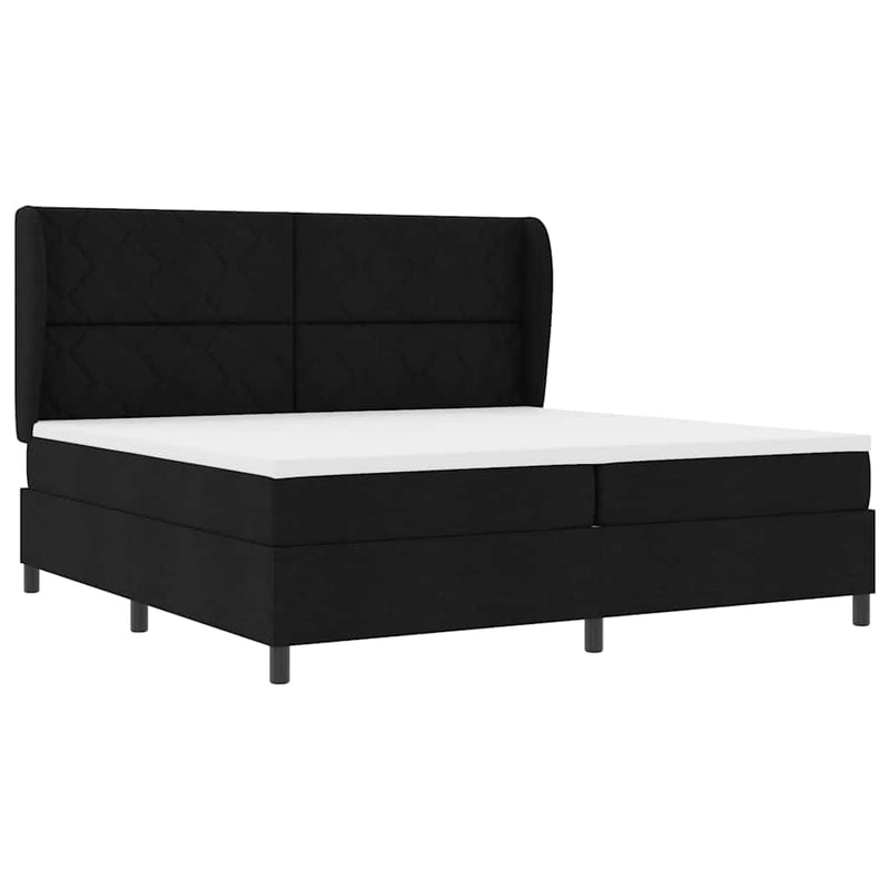 vidaXL Boxrugós ágy matracmal fejtámlával Fekete 200 x 200 cm szövet