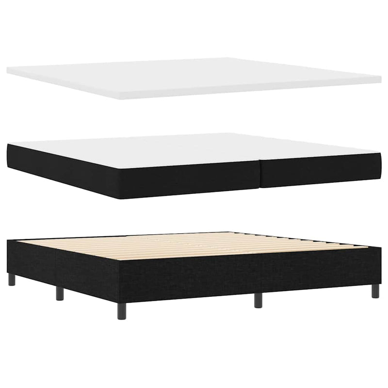 vidaXL Boxrugós ágy matracmal fejtámlával Fekete 200 x 200 cm szövet