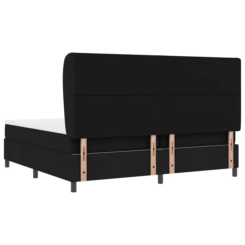 vidaXL Boxrugós ágy matracmal fejtámlával Fekete 200 x 200 cm szövet