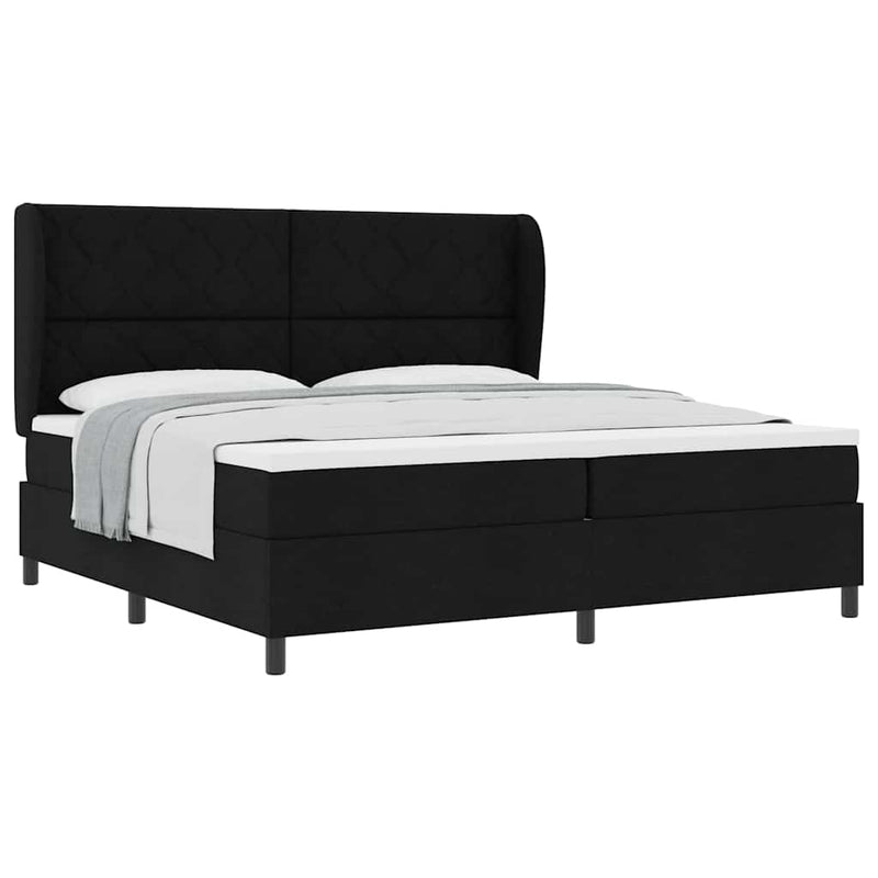 vidaXL Boxrugós ágy matracmal fejtámlával Fekete 200 x 200 cm szövet