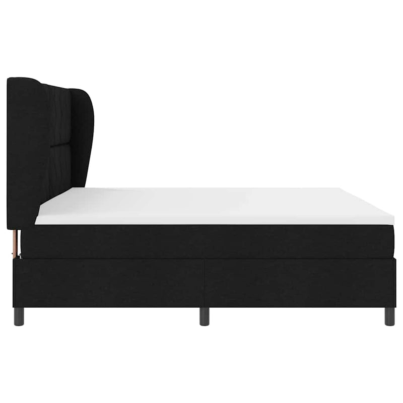 vidaXL Boxrugós ágy matracmal fejtámlával Fekete 200 x 200 cm szövet