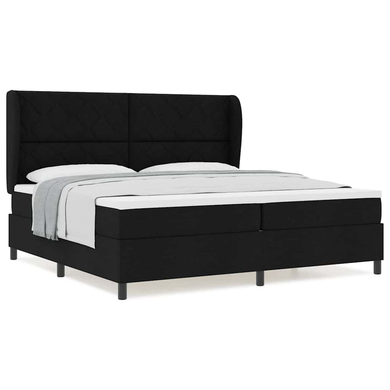 vidaXL Boxrugós ágy matracmal fejtámlával Fekete 200 x 200 cm szövet