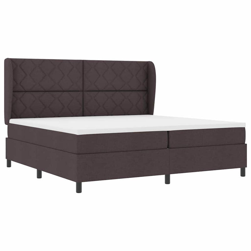 vidaXL Boxrugós ágy matracmal sötétbarna 200 x 200 cm szövet