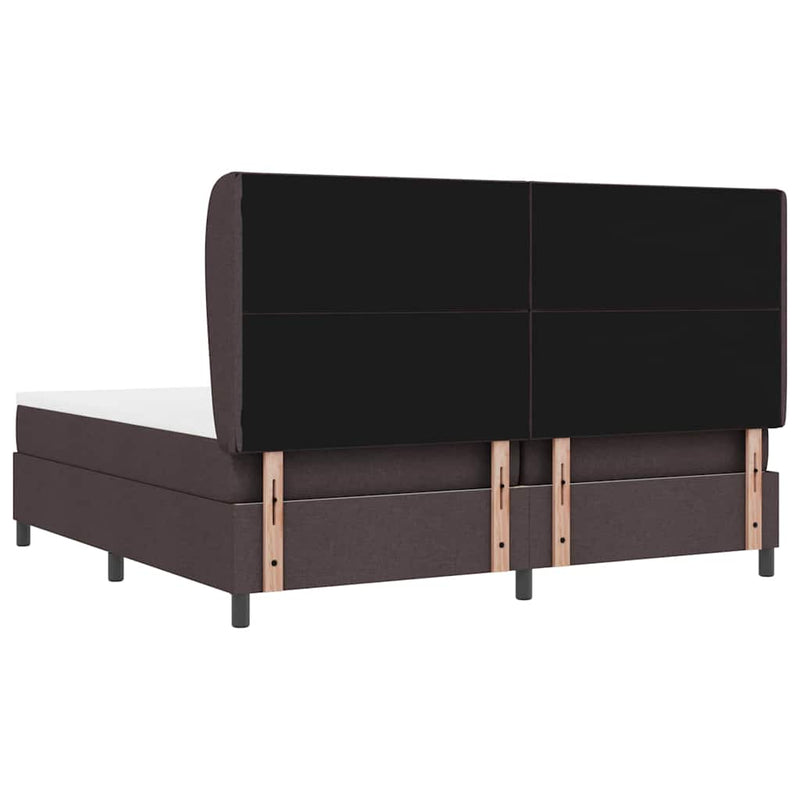 vidaXL Boxrugós ágy matracmal sötétbarna 200 x 200 cm szövet