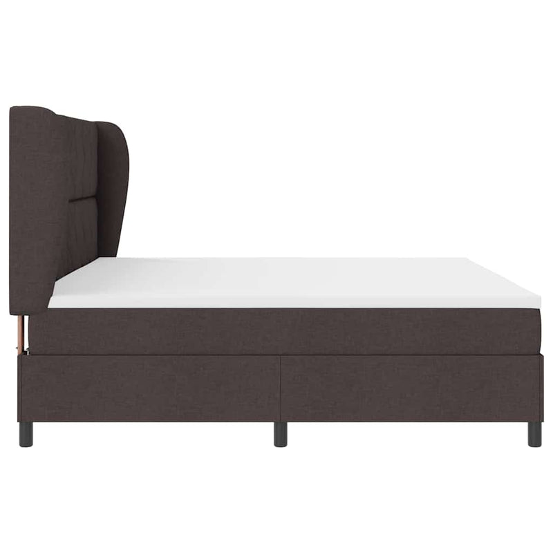 vidaXL Boxrugós ágy matracmal sötétbarna 200 x 200 cm szövet