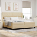 vidaXL Boxrugós ágy fejtámlával Krém 200 x 200 cm szövet