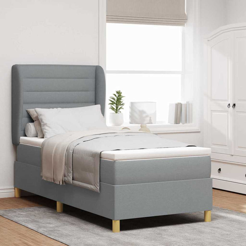 vidaXL Boxspring ágy matraccal Sötétszürke 90x190 cm Szövet matracmal
