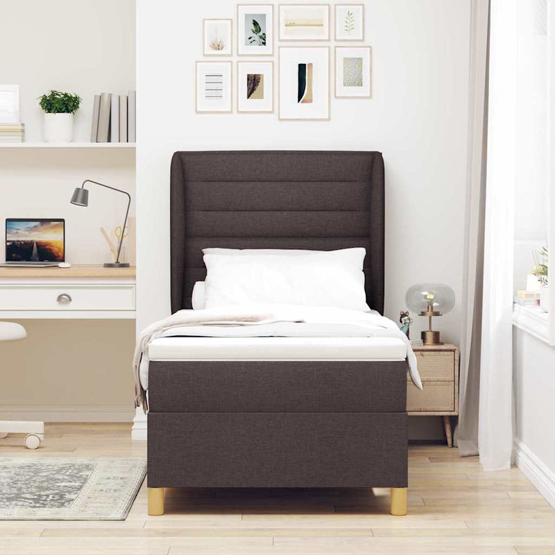 vidaXL Boxspring ágy matraccal Sötétszürke 90x190 cm Szövet sötétbarna