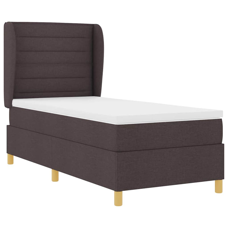 vidaXL Boxspring ágy matraccal Sötétszürke 90x190 cm Szövet sötétbarna