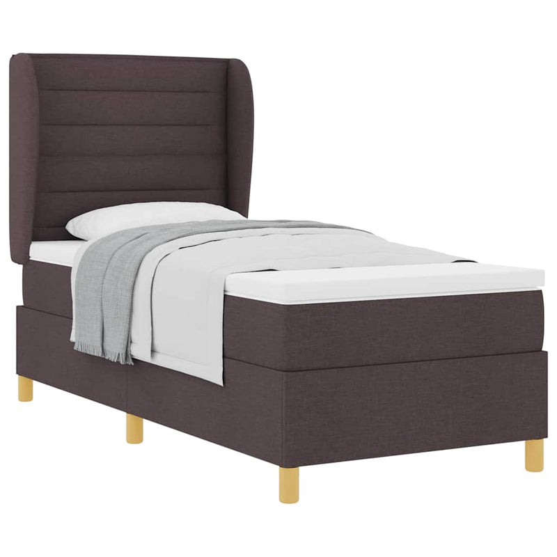vidaXL Boxspring ágy matraccal Sötétszürke 90x190 cm Szövet sötétbarna