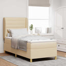 vidaXL Boxrugós ágy matracmal fejtámlával Krém 200 x 80 cm szövet