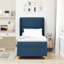 vidaXL Boxrugós ágy matracmal fejtámlával Kék 200 x 80 cm szövet