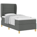 vidaXL Boxrugós ágy matracmal Sötétszürke 190 x 90 cm szövet