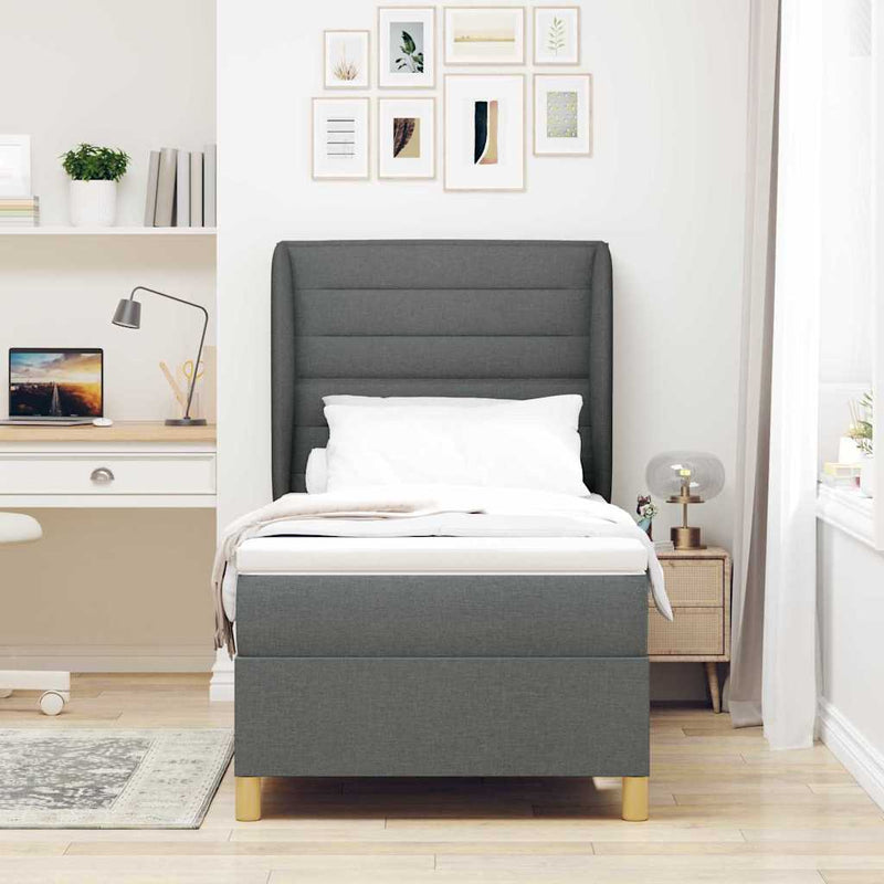 vidaXL Boxspring ágy matraccal Sötétszürke 90x190 cm Szövet matracmal