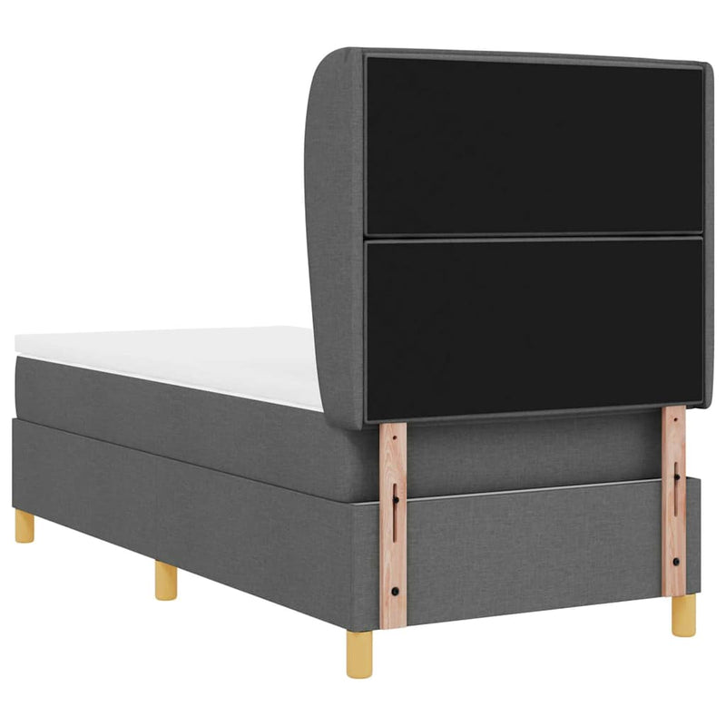 vidaXL Boxspring ágy matraccal Sötétszürke 90x190 cm Szövet matracmal