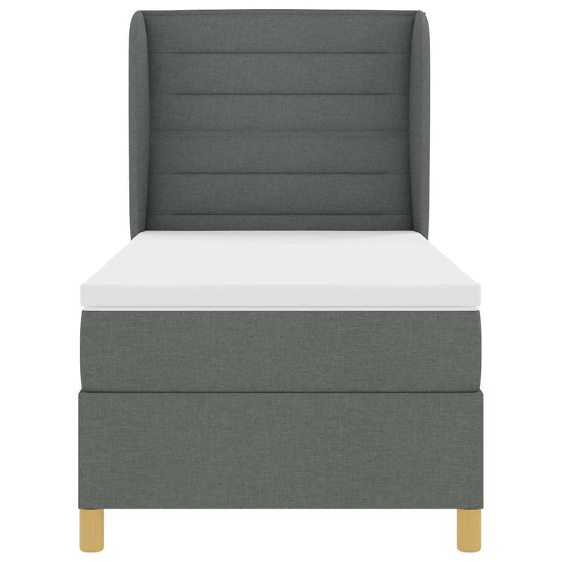 vidaXL Boxspring ágy matraccal Sötétszürke 90x190 cm Szövet matracmal