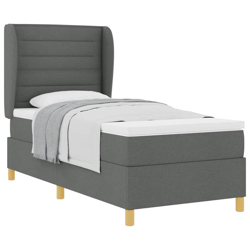 vidaXL Boxspring ágy matraccal Sötétszürke 90x190 cm Szövet matracmal