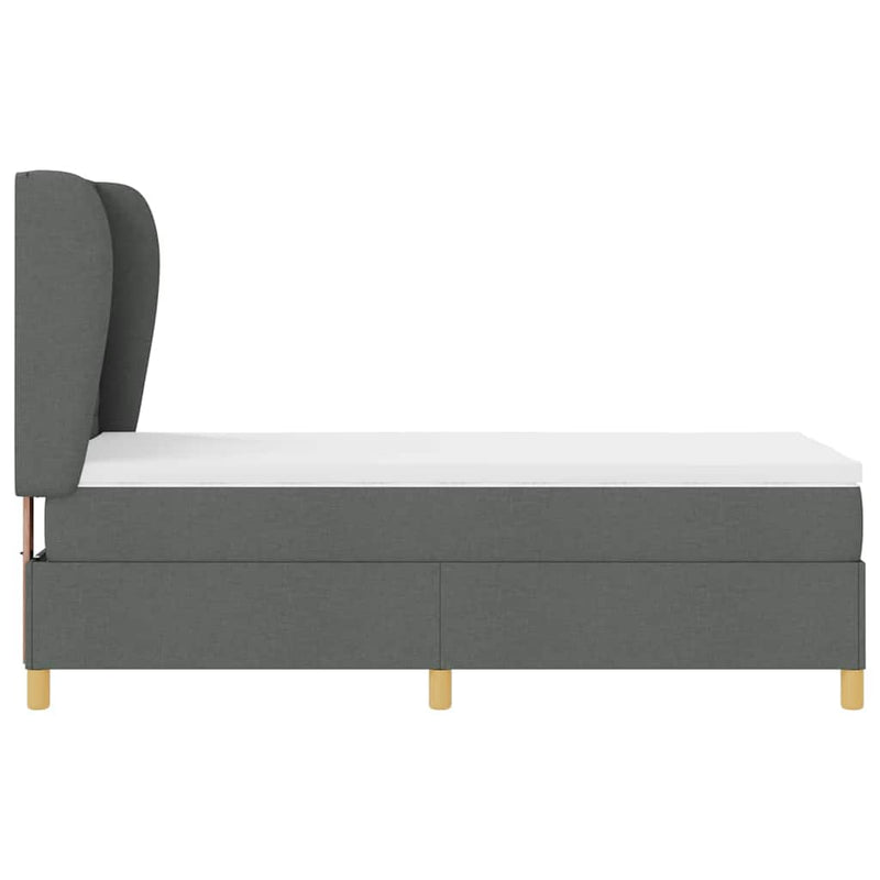 vidaXL Boxspring ágy matraccal Sötétszürke 90x190 cm Szövet matracmal