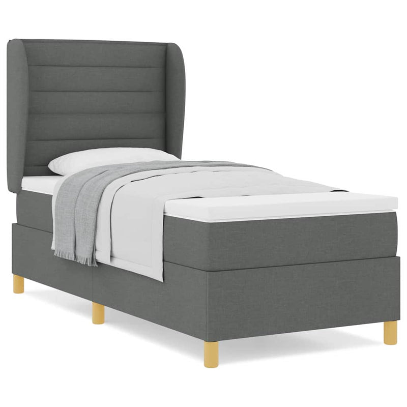 vidaXL Boxspring ágy matraccal Sötétszürke 90x190 cm Szövet matracmal