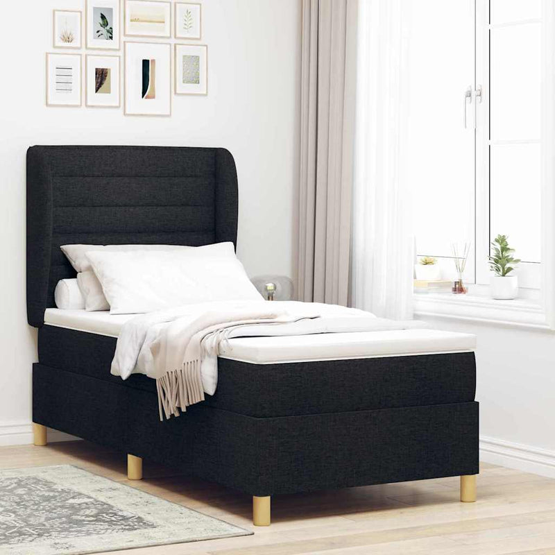 vidaXL Boxspring ágy matraccal Sötétszürke 90x190 cm Szövet Fekete