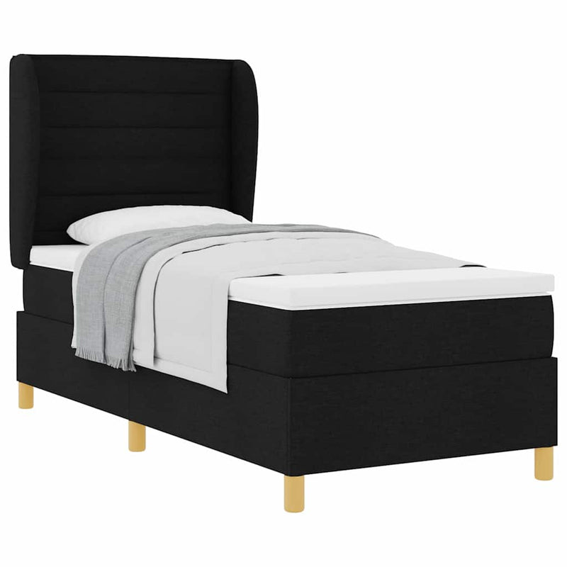 vidaXL Boxspring ágy matraccal Sötétszürke 90x190 cm Szövet Fekete