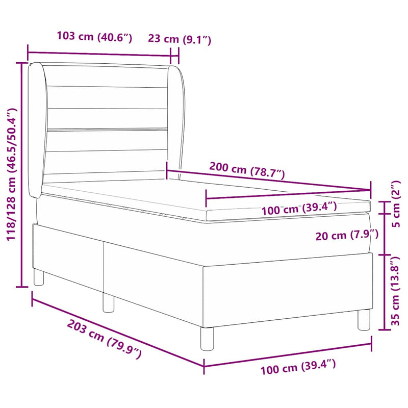vidaXL Boxspring ágy matraccal Sötétszürke 90x190 cm Szövet Fekete