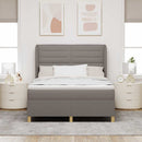 vidaXL Boxrugós ágy matracmal fejtámlával Tópszínű 190 x 140 cm szövet