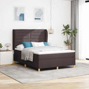 vidaXL Boxrugós ágy matracmal Sötét Barna 200 x 160 cm szövet
