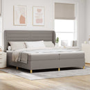 vidaXL Boxrugós ágy fejtámlával Tópszínű 200 x 200 cm szövet