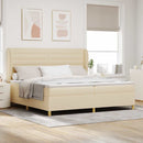vidaXL Boxrugós ágy matracmal fejtámlával Krém 200 x 200 cm szövet