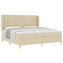 vidaXL Boxrugós ágy matracmal fejtámlával Krém 200 x 200 cm szövet