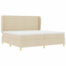vidaXL Boxrugós ágy matracmal fejtámlával Krém 200 x 200 cm szövet