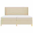 vidaXL Boxrugós ágy matracmal fejtámlával Krém 200 x 200 cm szövet