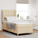 vidaXL Boxrugós ágy fejtámlával Krém 200 x 90 cm szövet