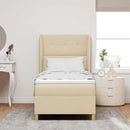 vidaXL Boxrugós ágy fejtámlával Krém 200 x 90 cm szövet