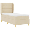 vidaXL Boxrugós ágy fejtámlával Krém 200 x 90 cm szövet