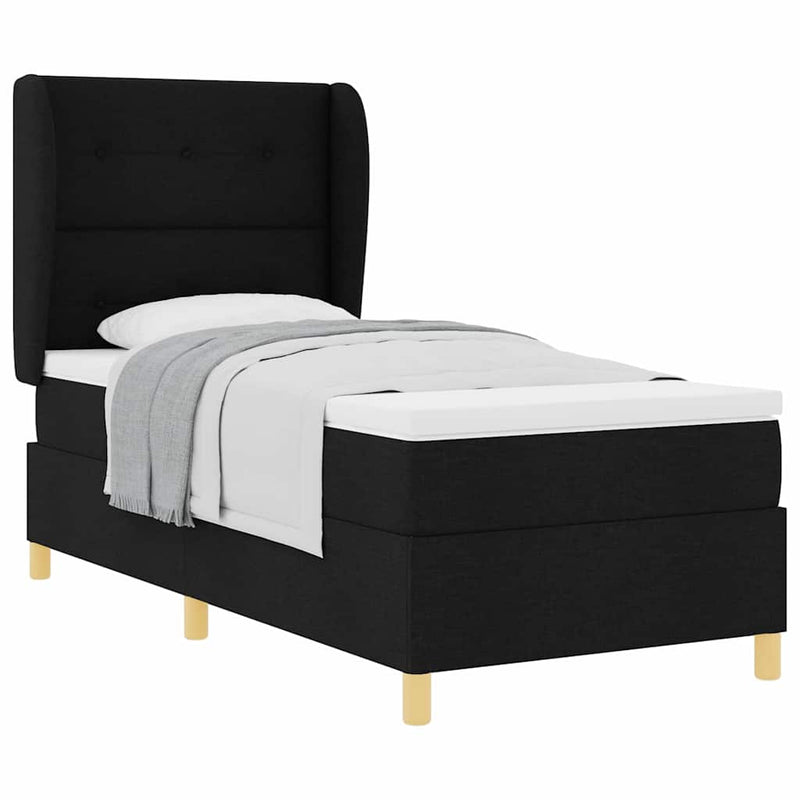 vidaXL Boxspring ágy matraccal Sötétszürke 90x190 cm Szövet Fekete