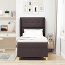 vidaXL Boxrugós ágy fejtámlával Sötét Barna 200 x 100 cm szövet