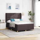vidaXL Boxrugós ágy fejtámlával Sötét Barna 200 x 160 cm szövet