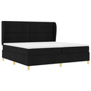 vidaXL Boxrugós ágy fejtámlával Fekete 200 x 200 cm szövet