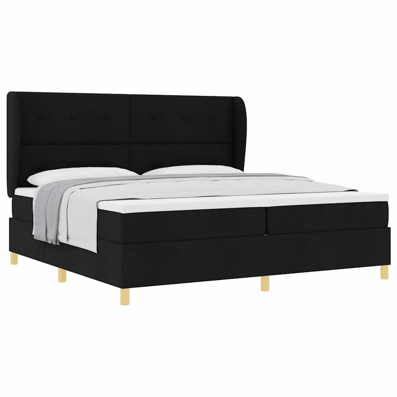 vidaXL Boxspring ágy matraccal Sötétszürke 90x190 cm Szövet Fekete