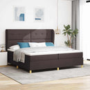 vidaXL Boxrugós ágy fejtámlával Sötét Barna 200 x 200 cm szövet