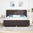 vidaXL Boxrugós ágy fejtámlával Sötét Barna 200 x 200 cm szövet